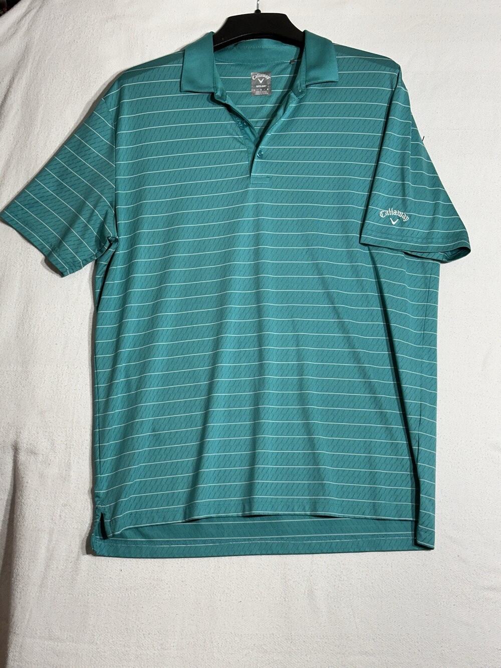Callaway Polo Shirt Men’s Large Teal Dri Golf Golfing Lightweight Cool Putter
